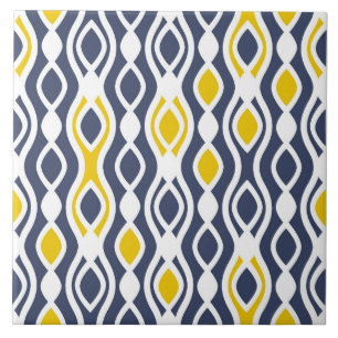 Modernes, elegantes Dekor, marineblau, gelb weiß Fliese