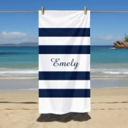 Modernes, elegantes Design mit blau-weißen Streife Strandtuch