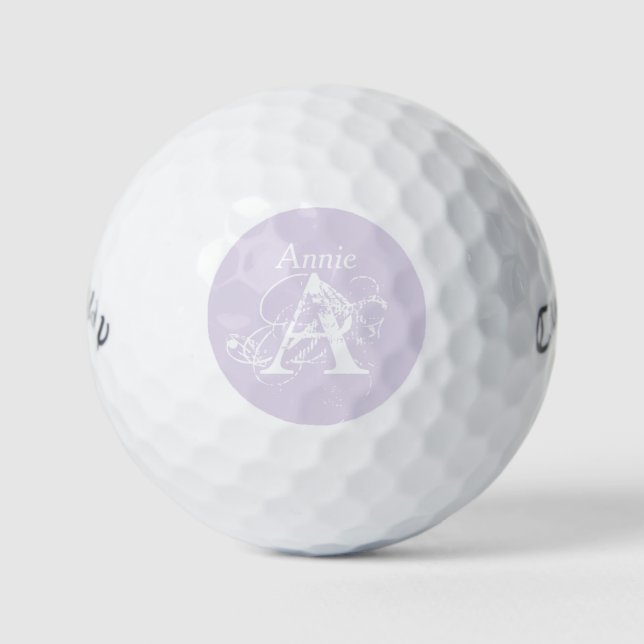 Modernes elegantes DIY Lavender White Golfer Monog Golfball (Vorderseite)