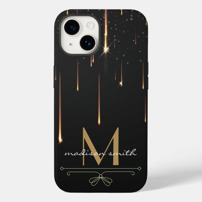 Modernes elegantes Dripping Gold mit Monogram Case-Mate iPhone Hülle (Rückseite)