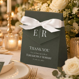 Modernes, elegantes dunkelolive-grünes Monogramm Geschenkschachtel