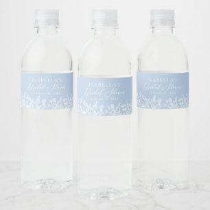 Modernes Elegantes Dusty Blue Wildblume Brautparty Wasserflaschenetikett