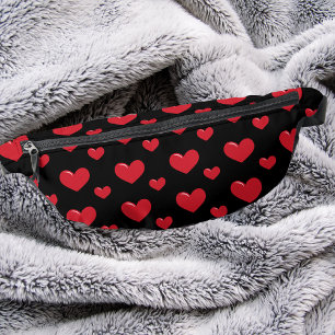 Modernes elegantes, einfaches Schwarz-Rot-Herz-Mus Bauchtasche