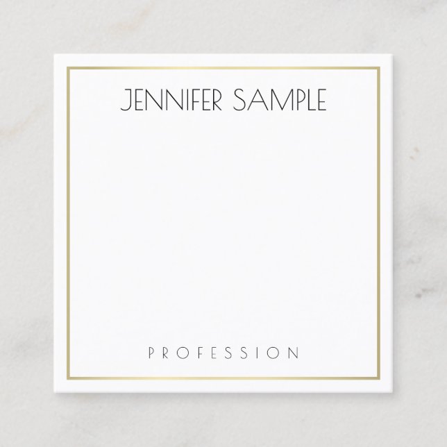 Modernes, elegantes, einfaches, weißes Template au Quadratische Visitenkarte (Vorderseite)