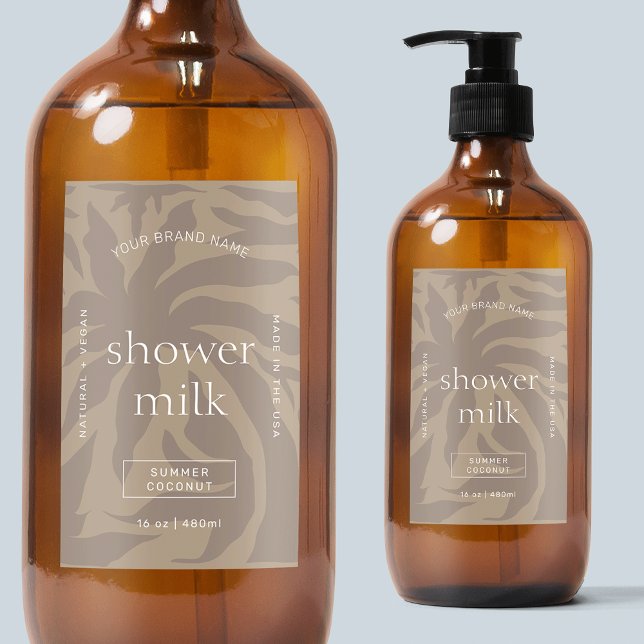 Modernes, elegantes Etikett für Body Wash Soap Was (Neutral beige fully customizable waterproof label, great for bath, body and shower products)