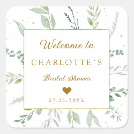 Modernes, elegantes Eukalyptus-Brautparty Quadratischer Aufkleber