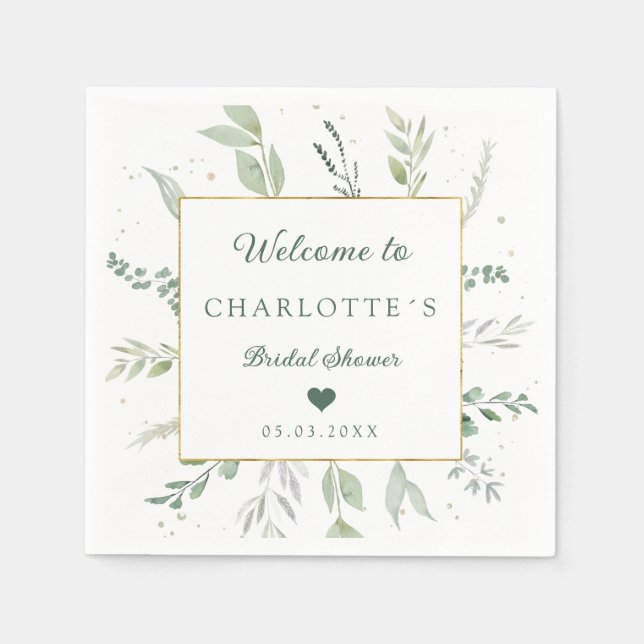Modernes, elegantes Eukalyptus-Brautparty Serviette (Vorderseite)