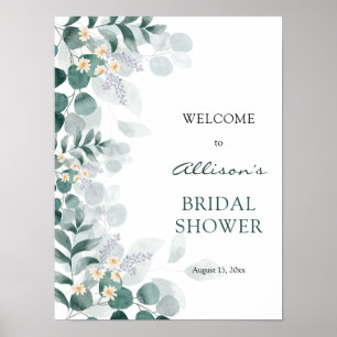 Modernes, elegantes Eukalyptus-Brautparty willkomm Poster