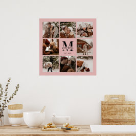 Modernes, elegantes Familienfoto Collage Pink Keep Poster