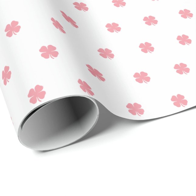Modernes elegantes, festliches Rosa Lucky Clover M Geschenkpapier (Rolleneckpunkt)
