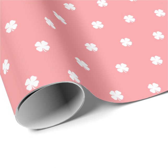 Modernes elegantes, festliches Rosa Lucky Clover M Geschenkpapier (Rolleneckpunkt)