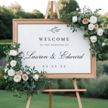 Modernes, elegantes Foliage Wedding Welcome Sign