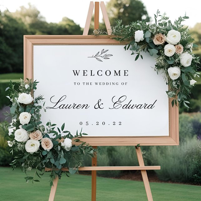 Modernes, elegantes Foliage Wedding Welcome Sign Poster (Von Creator hochgeladen)