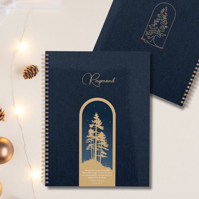 Modernes, elegantes Forest Gold Deep Blue Script Z Planer (Von Creator hochgeladen)