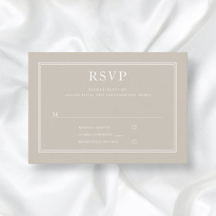 Modernes elegantes Formal Taupe Beige Wedding RSVP