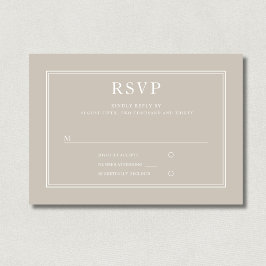 Modernes elegantes Formal Taupe Beige Wedding RSVP Karte
