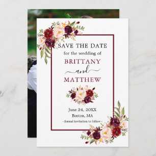 Modernes, elegantes Foto aus Burgundy-Rahmen Save The Date