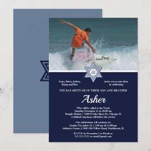 Modernes + elegantes Foto Bar Mitzvah Einladung