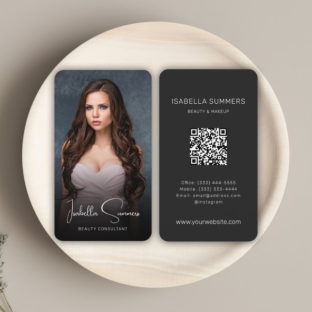 Modernes elegantes Foto Beauty Makeup Beruflich Visitenkarte (Modern Elegant Photo Beauty Makeup Professional Business Card)