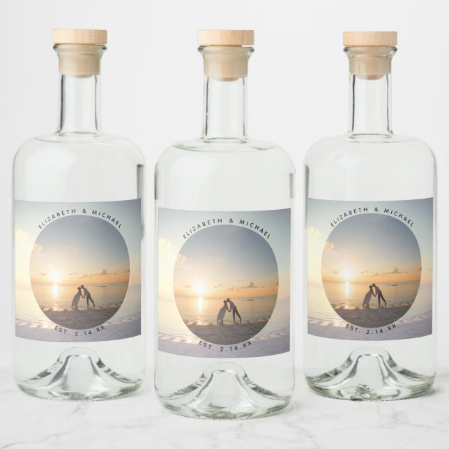 Modernes elegantes Foto für Hochzeiten und Hochzei Alkoholflaschenetikett (Flaschen)