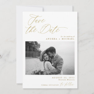 Modernes elegantes Foto Hochzeit Gold Save The Date