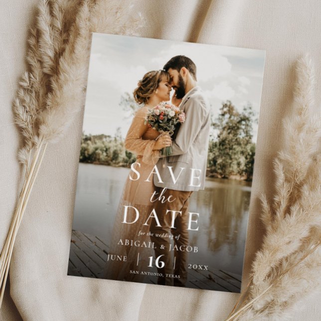 Modernes elegantes Foto Hochzeit rettet das Datum Save The Date (Von Creator hochgeladen)