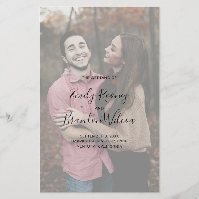 Modernes, elegantes Foto-Hochzeitsprogramm Flyer (Vorne)
