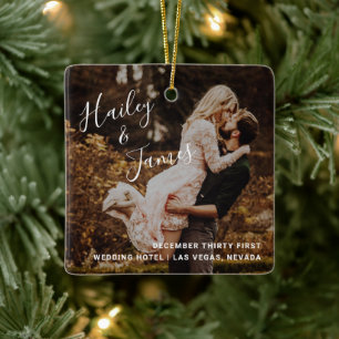 Modernes elegantes Foto Neu-Weihnachten Keramikornament