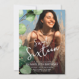 Modernes elegantes Foto Rustikales Sweet 16 Geburt Einladung