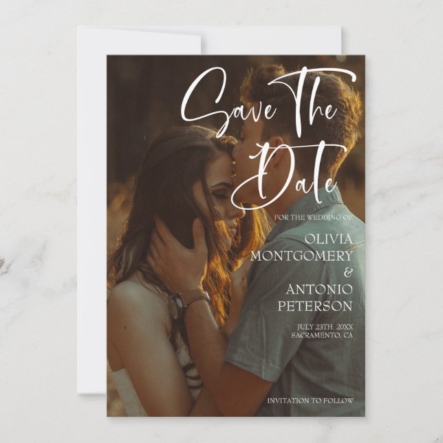 Modernes elegantes Foto Save the Date Einladung (Vorderseite)