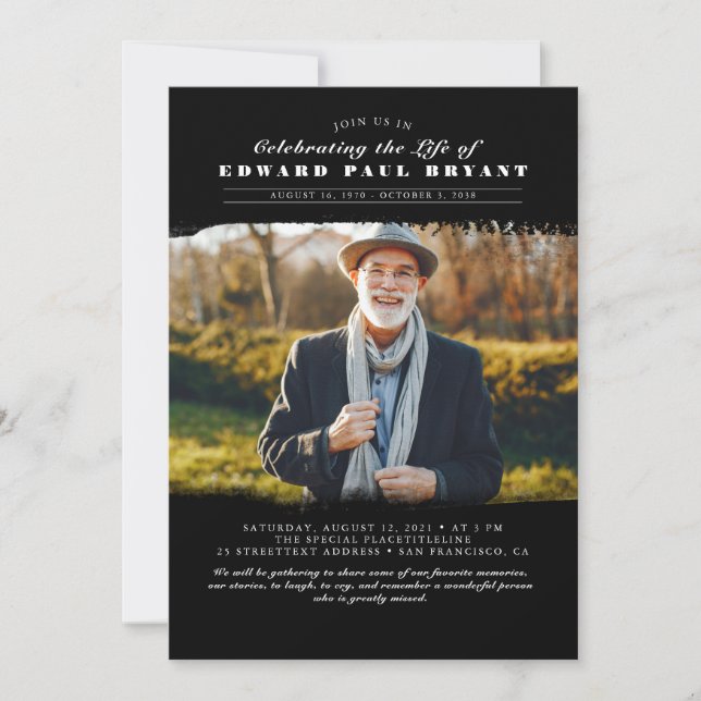 Modernes elegantes Foto zur Beerdigung des Lebens  Einladung (Vorderseite)