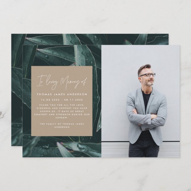 Modernes, elegantes Foto zur Erinnerung an Trauer (Vorne/Hinten)