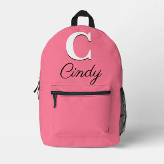 Modernes, elegantes französisches Rosa Monogramm Bedruckter Rucksack