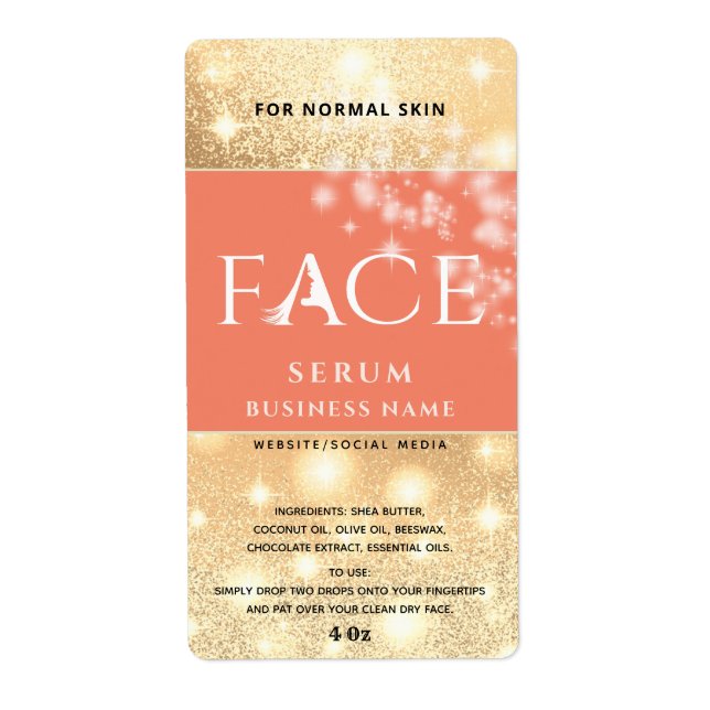 Modernes, elegantes Funkeln FACE-Serumlabel (Vorne)