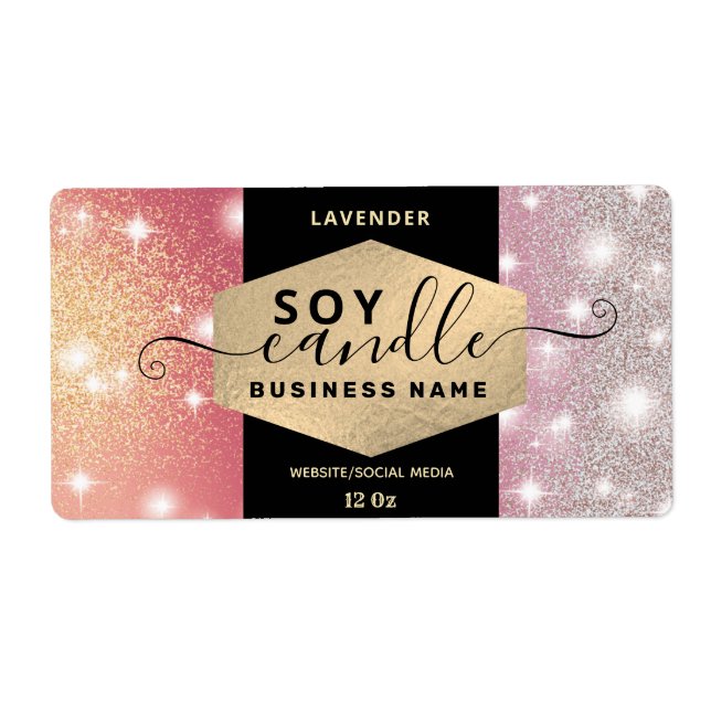 Modernes, elegantes Funkelschrift-Label (Vorne)