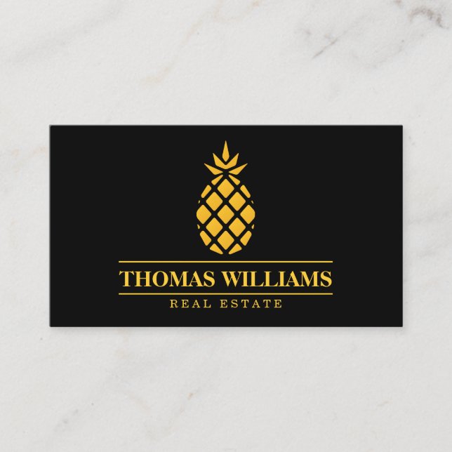 Modernes elegantes gelbes Ananas-Logo auf Visitenkarte (Vorderseite)