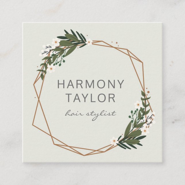 Modernes elegantes geometrisches Boho Quadratische Visitenkarte (Vorderseite)