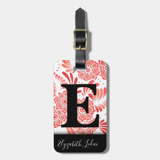 Modernes elegantes Girly Pink Floral Travel Monogr Gepäckanhänger