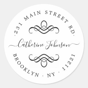 Modernes, elegantes Girly Script-Rücksendelabel Runder Aufkleber