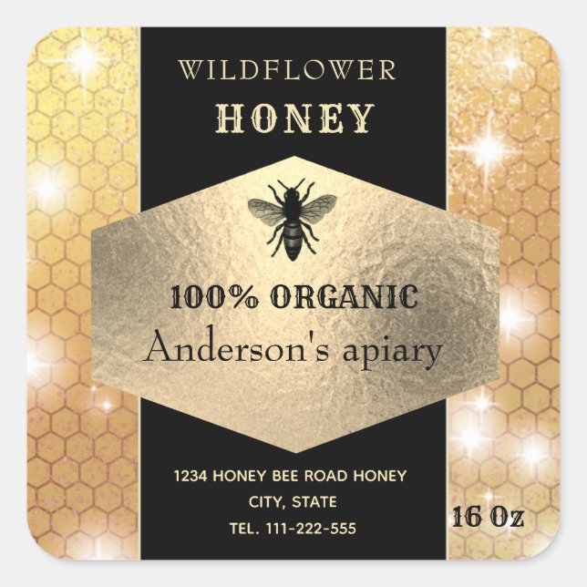 Modernes, elegantes, glänzendes goldenes Logo für  Quadratischer Aufkleber (Vorderseite)