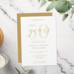 Modernes elegantes Gold 50. Hochzeitstag Einladung