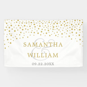 Modernes elegantes Gold Confetti Wedding Foto Banner