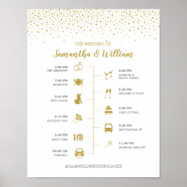 Modernes elegantes Gold Confetti Wedding Timeline- Poster