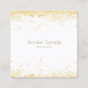 Modernes elegantes Gold Confetti White Template Lu Quadratische Visitenkarte
