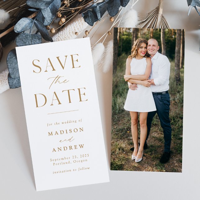Modernes Elegantes Gold Foto Save the Date (Von Creator hochgeladen)