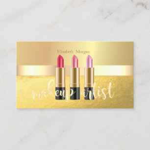 Modernes elegantes Gold, Lipstick, Makeup Artist Visitenkarte