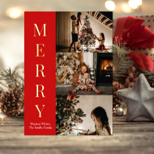 Modernes, elegantes Gold Script Frohe Weihnachten Folien Feiertagskarte