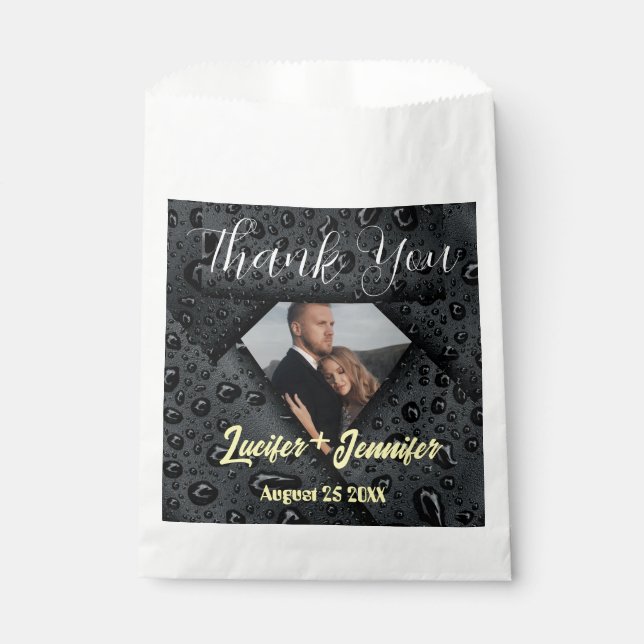 Modernes elegantes Golden Diamant Custom Foto Wedd Geschenktütchen (Vorderseite)