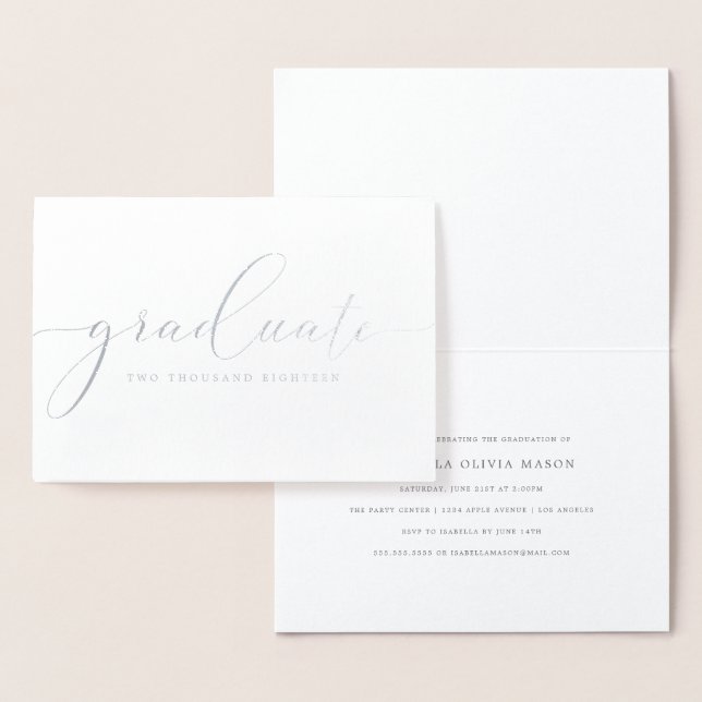 Modernes, elegantes Graduate Script (Real Foil) Folienkarte (Anzeige)