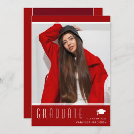 Modernes elegantes Graduate Stilvolles Foto Rot Ankündigung